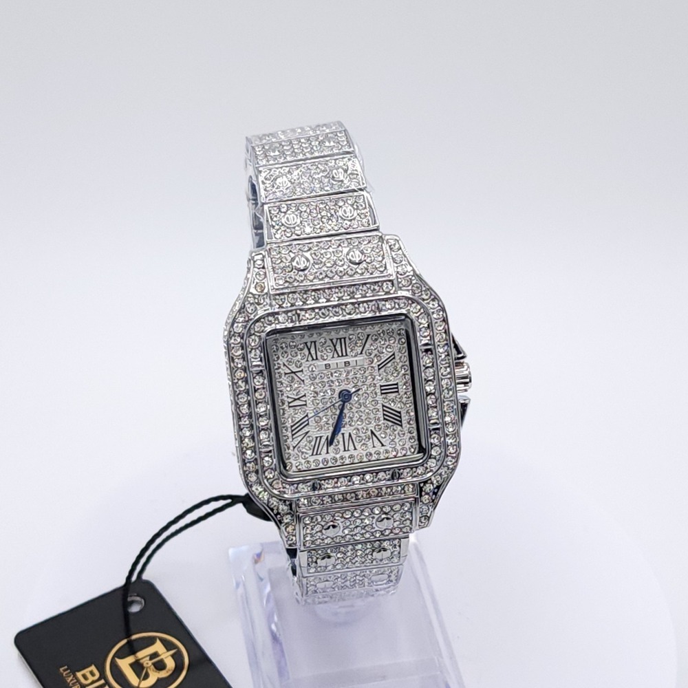 BIBI Iced Out Crystal Watch Silver 34mm - Picture 16 of 17